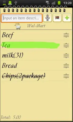 Shopping List android App screenshot 1